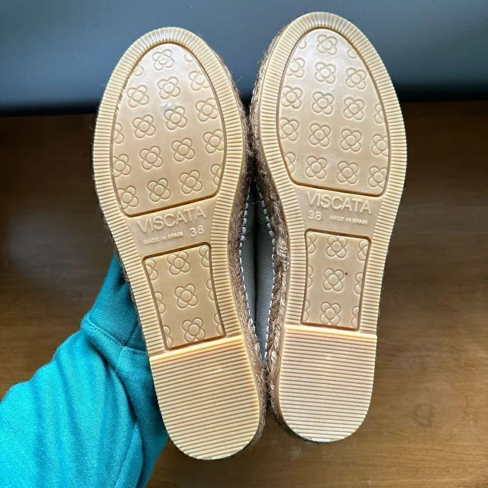 Viscata Barcelona Barceloneta Canvas Cream/Off White Espadrille Closer Toe Flat